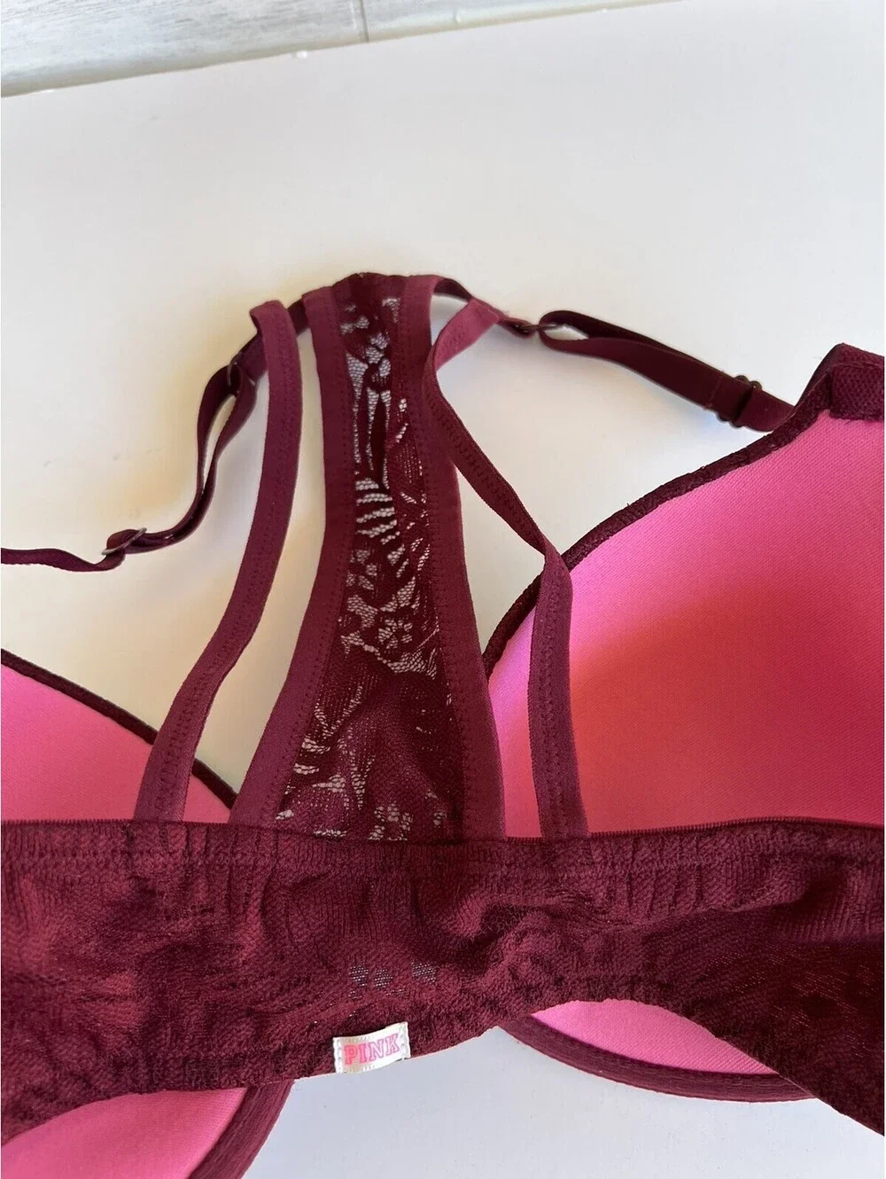 Pink Victoria's Secret Racerback Lightly Lined Bra Maroon 32DD